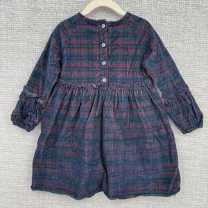 Andy Evan‎ Plaid Corduroy Dress 3T Long Sleeve Ruffle Girls Toddler